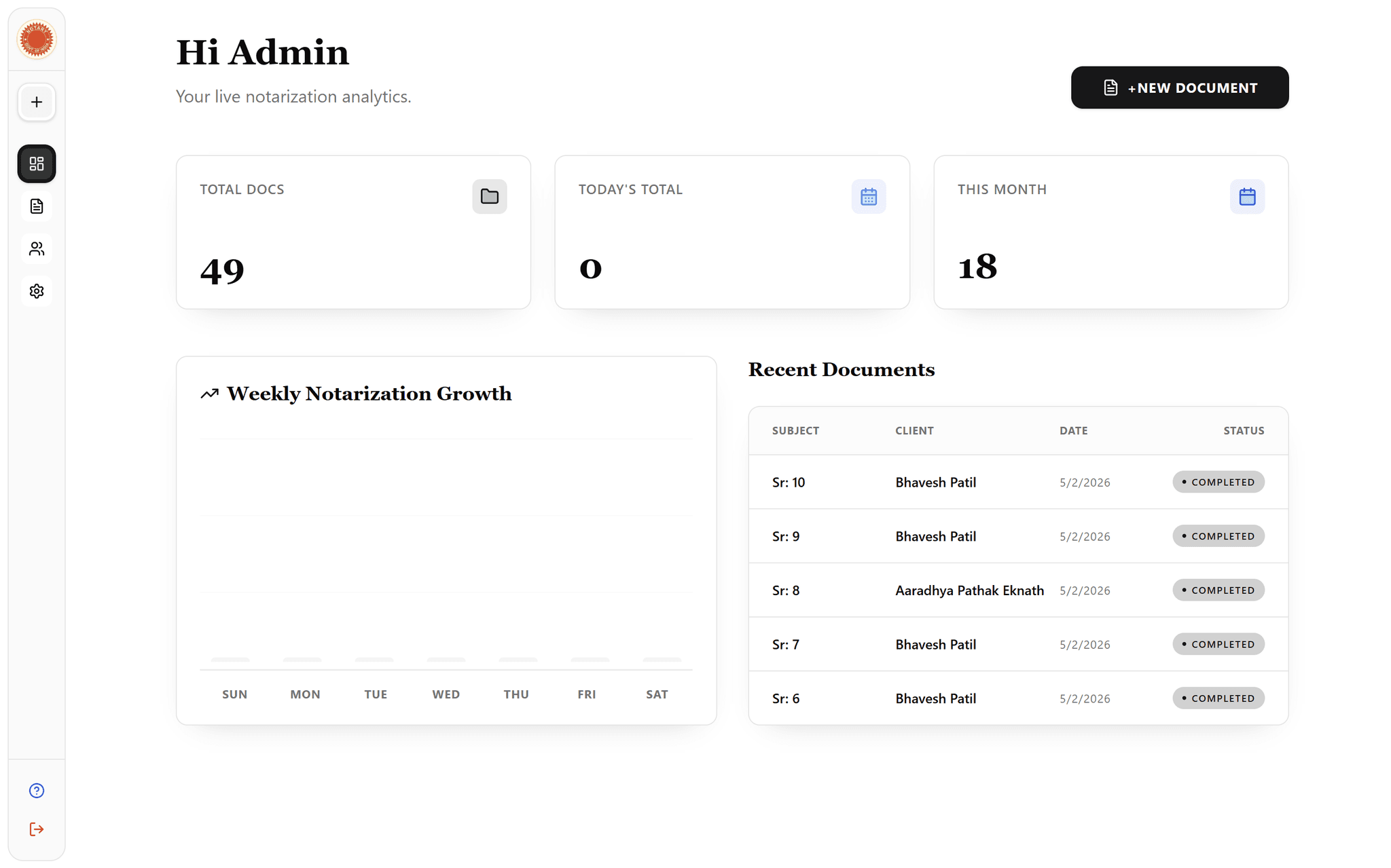 Legal Notary Automation System screenshot